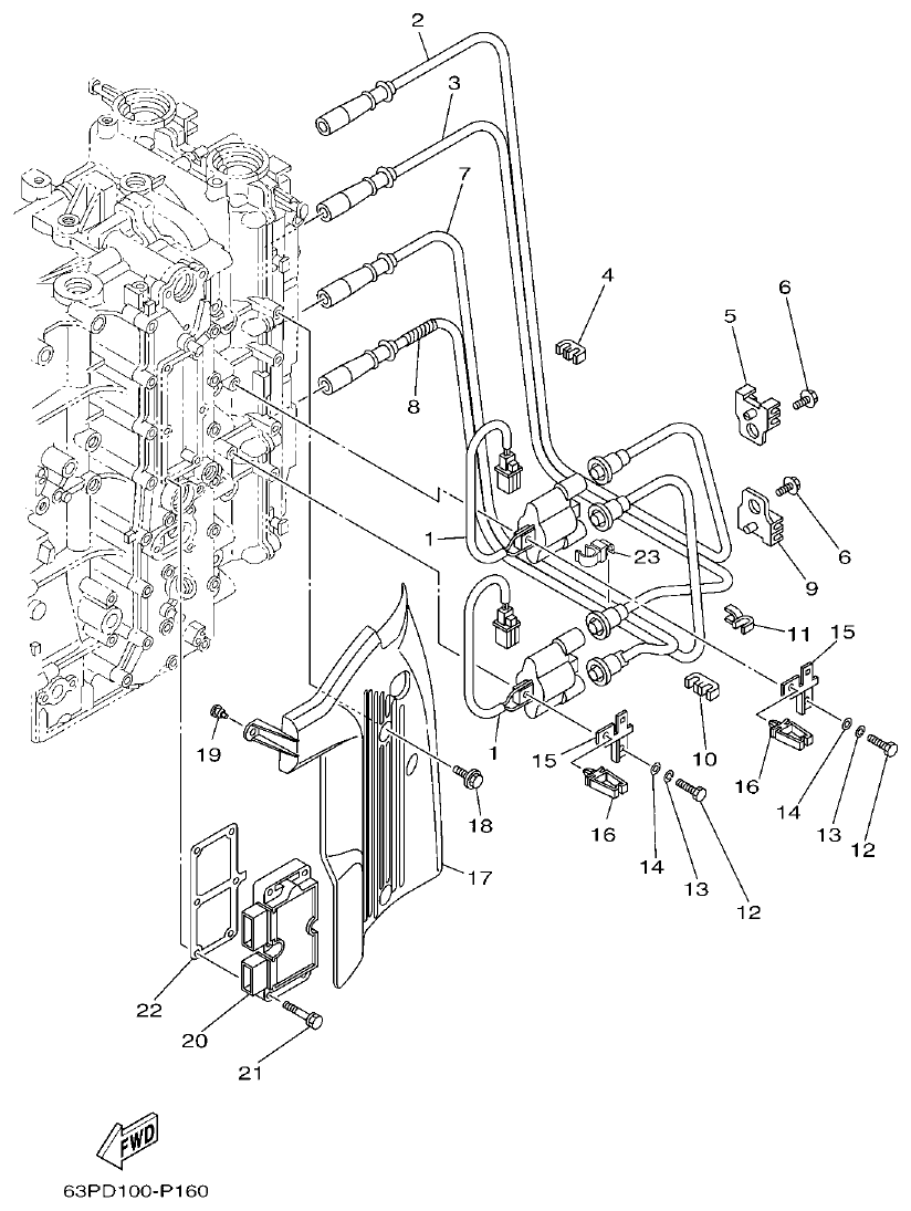 Yamaha F150DET, FL150DET ELECTRICAL 1 parts diagram